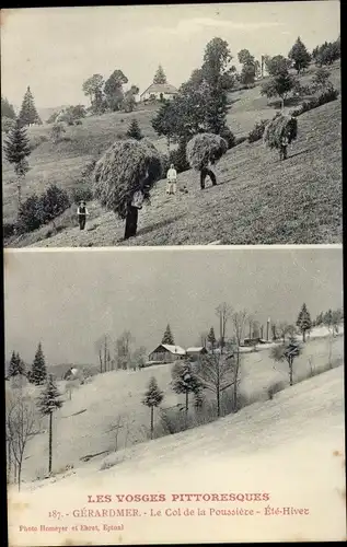 Ak Gérardmer Lothringen Vosges, Le Col de la Poussiere, Ete Hiver