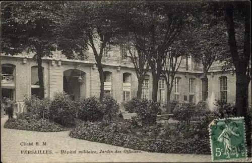 Ak Versailles Yvelines, Hopital Militaire, Jardin des Officiers