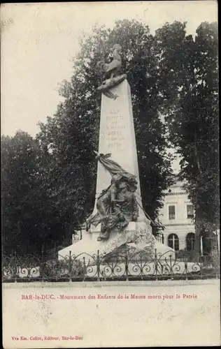 Ak Bar le Duc Meuse, Monument des Enfants de la Meuse morts pour la Patrie