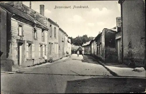 Ak Bazancourt Marne, Straßenpartie