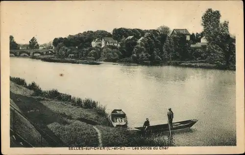 Ak Selles sur Cher Loir et Cher, Les bords du Cher