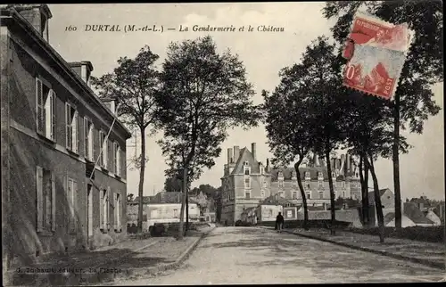 Ak Durtal Maine et Loire, La Gendarmerie et le Chateau