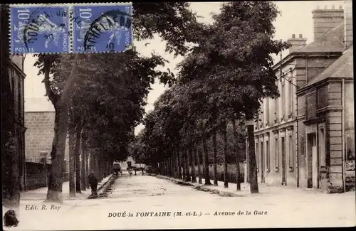 Ak Doué la Fontaine Maine et Loire, Avenue de la Gare