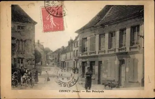 Ak Coincy Aisne, Rue Principale