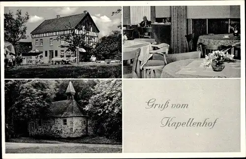 Ak Kuchem Ruppichteroth Rhein Sieg Kreis, Kapellenhof, Aussen- und Innenansicht, Kapelle