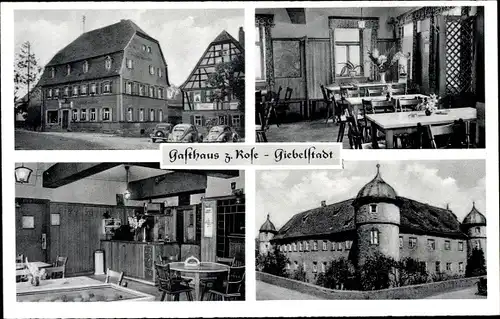 Ak Giebelstadt in Unterfranken, Gasthaus zur Rose, Innenansicht, Schloss