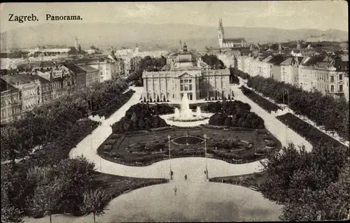 Ak Zagreb Kroatien, Panorama der Stadt