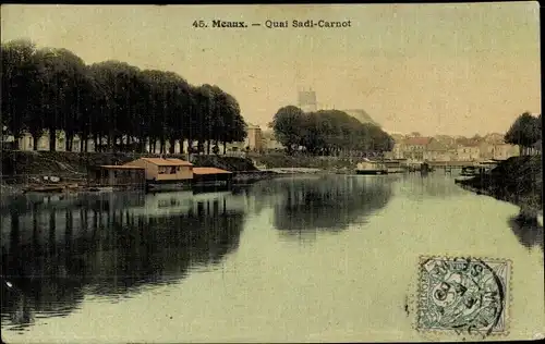 Ak Meaux Seine et Marne, Quai Sadi Carnot