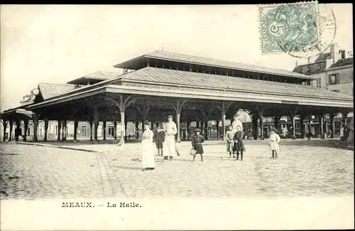 Ak Meaux Seine et Marne, La Halle, Markthalle