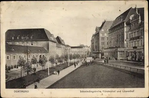 Ak Dortmund im Ruhrgebiet, Schmiedingstraße, Fürstenhof, Löwenhof