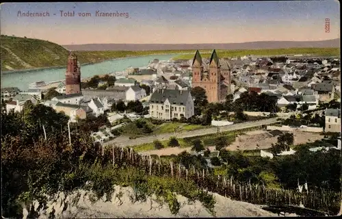 Ak Andernach am Rhein, Panorama vom Kranenberg