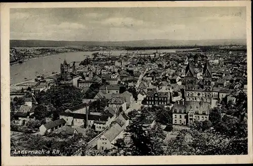 Ak Andernach am Rhein, Panorama, Rheinaufwärts