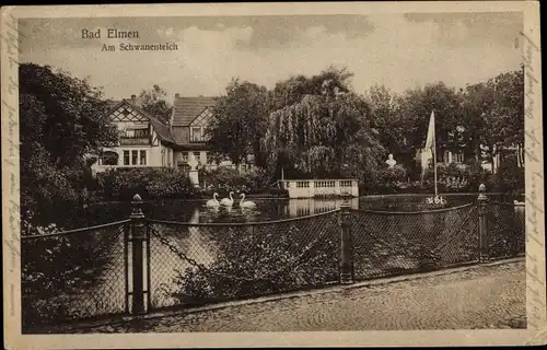 Ak Bad Elmen Salzelmen Schönebeck an der Elbe, Schwanenteich