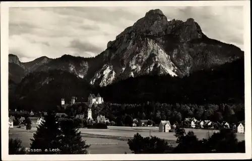 Ak Füssen im Ostallgäu, Gesamtansicht, Gebirge