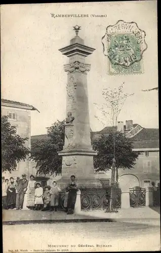 Ak Rambervillers Lothringen Vosges, Monument du General Richard