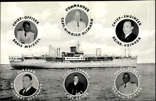 Ak Dampfschiff MS Seven Seas, Europa Canada Linie, Heinr. Heinken, Hinrich Oltmann, B. Meissel