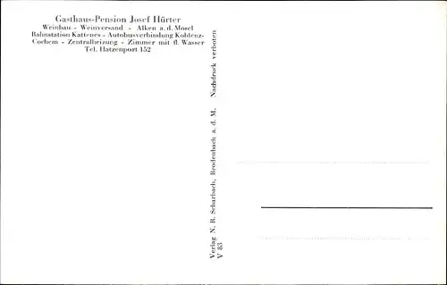 Ak Alken an der Mosel Rheinland Pfalz, Gasthaus Josef Hürter