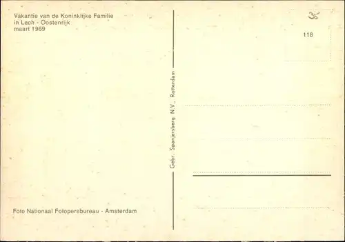 Ak Winterurlaub d. Niederländischen Königsfamilie Lech 1969, Prinzessinnen, Prinzen, Pferdeschlitten