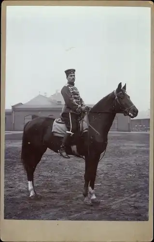 Foto Soldat zu Pferd, Kaiserreich, Husaren-Uniform