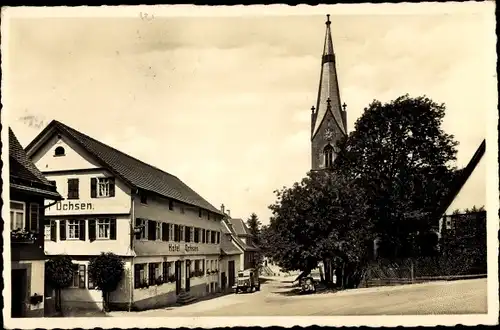 Ak Baiersbronn im Schwarzwald, Hotel Ochsen, Kirchturm