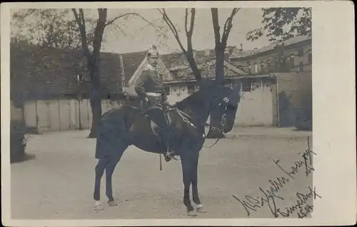 Ak Kronprinz Wilhelm von Preußen zu Pferd, Faksimile