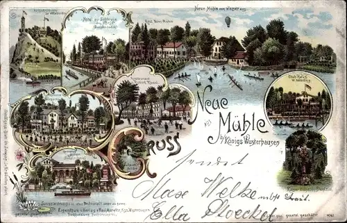 Litho Neue Mühle Königs Wusterhausen Brandenburg, Denkmal, Clubhaus, Hotel zur Schleuse