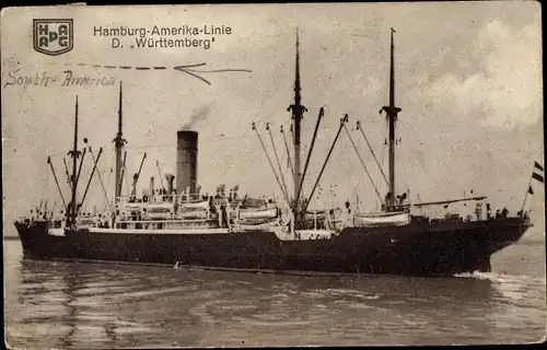 Ak HAPAG Dampfer Württemberg