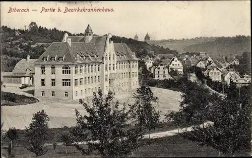 Ak Biberach an der Riß in Oberschwaben, Partie beim Bezirkskrankenhaus