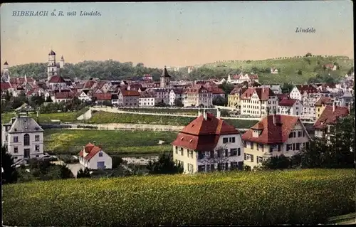 Ak Biberach an der Riß in Oberschwaben, Totalansicht der Ortschaft mit Lindele