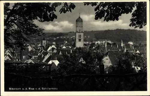 Ak Biberach an der Riß in Oberschwaben, Totalansicht der Ortschaft von der Schillerhöhe aus