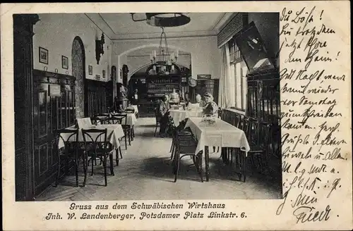 Ak Berlin Tiergarten, Potsdamer Platz, Schwäbische Wirtshaus, Linkstraße 6, Innenansicht