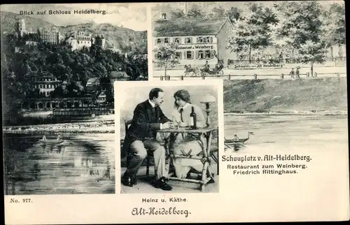 Ak Heidelberg am Neckar, Restaurant zum Weinberg, Alt Heidelberg, Heinz und Käthe