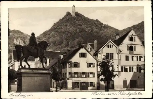 Ak Geislingen an der Steige, Partie am Kirchplatz, Denkmal