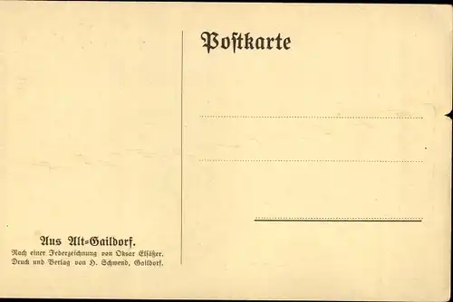 Künstler Ak Elsäßer, Oskar, Gaildorf am Kocher Baden Württemberg, Blick auf ein Gebäude