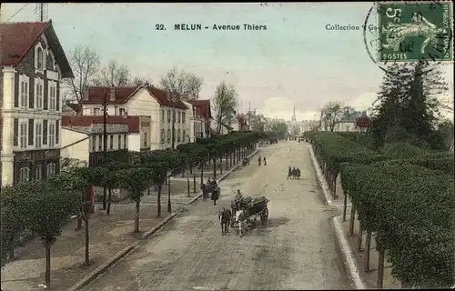 Ak Melun Seine et Marne, Avenue Thiers