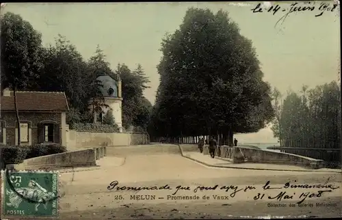 Ak Melun Seine et Marne, Promenade de Vaux