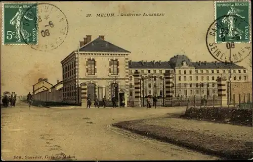 Ak Melun Seine et Marne, Quartier Augereau, Kaserne