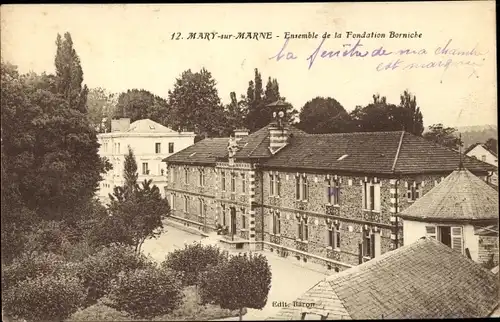 Ak Mary sur Marne Seine et Marne, Ensemble de la Fondation Borniche