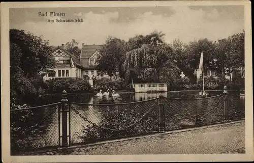 Ak Bad Elmen Salzelmen Schönebeck an der Elbe, Schwanenteich