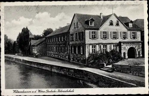 Ak Witzenhausen a.d Werra, Blick zur Deutschen Kolonialschule, Flusspartie