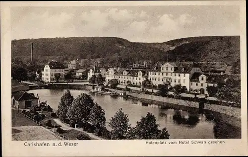 Ak Bad Karlshafen an der Oberweser Hessen, Hafenplatz