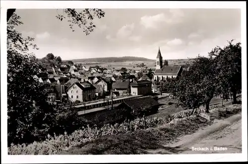 Ak Seckach in Baden Württemberg, Panorama, Bahnhof