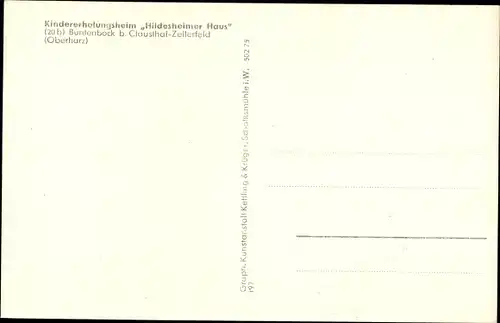 Ak Buntenbock Clausthal Zellerfeld Oberharz, Kindererholungsheim Hildesheimer Haus