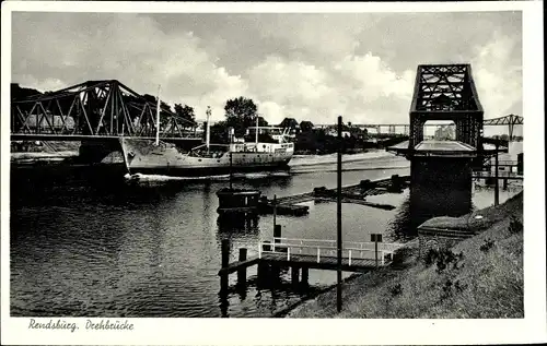 Ak Rendsburg in Schleswig Holstein, Drehbrücke