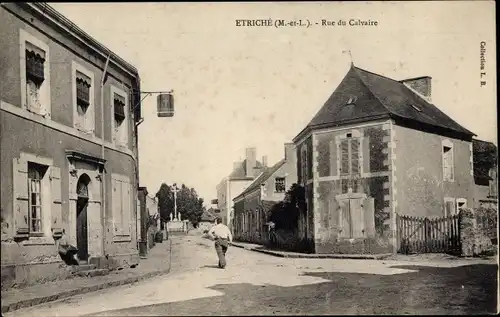 Ak Etriche Maine et Loire, Rue du Calvaire