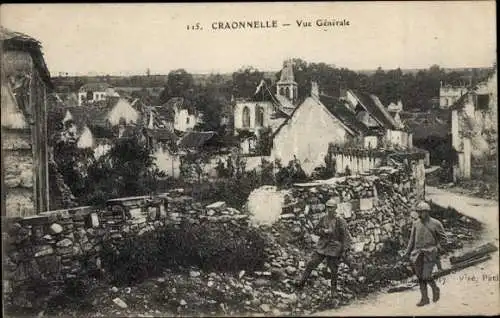 Ak Craonnelle Aisne, Vue générale, Ruines