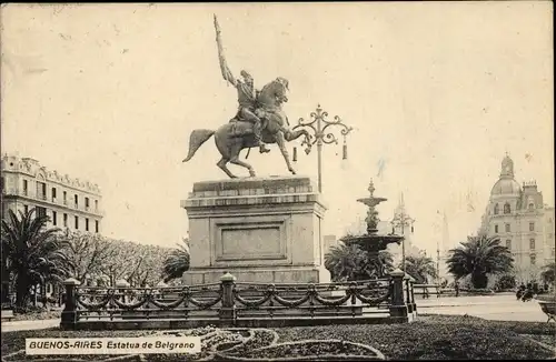 Ak Buenos Aires Argentinien, Estatua de Belgrano