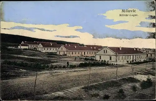 Ak Milovice nad Labem Milowitz Mittelböhmen, Militär-Lager