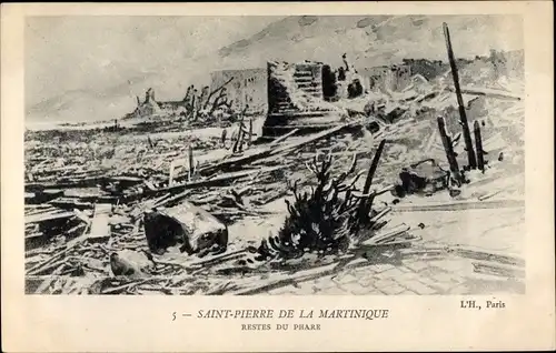 Ak Saint Pierre Martinique, Restes du Phare