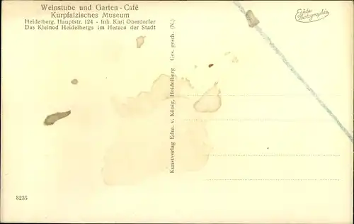Ak Heidelberg am Neckar, Weinstube und Garten Café Kurpfalzisches Museum, Hauptstr. 124